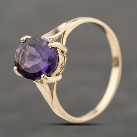 Second Hand 9ct Yellow Gold Amethyst Dress Ring 41103931