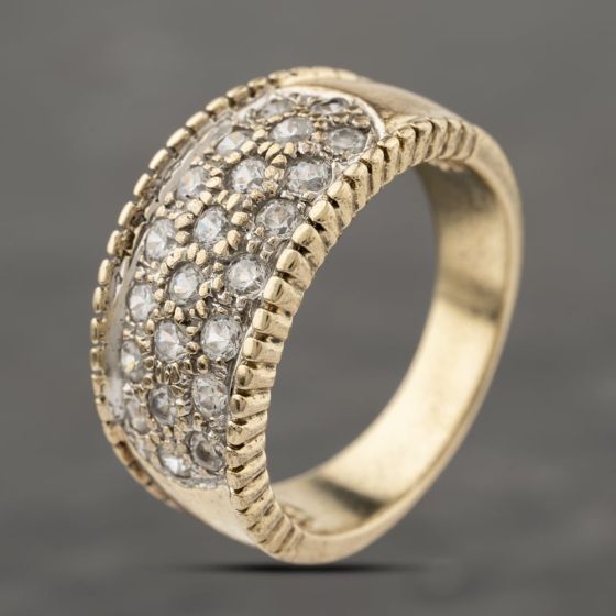 Second Hand 9ct Yellow Gold Cubic Zirconia Pave Dress Ring 41103937