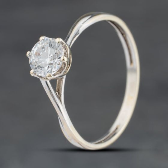 Second Hand 9ct White Gold Cubic Zirconia Solitaire Ring 41103975