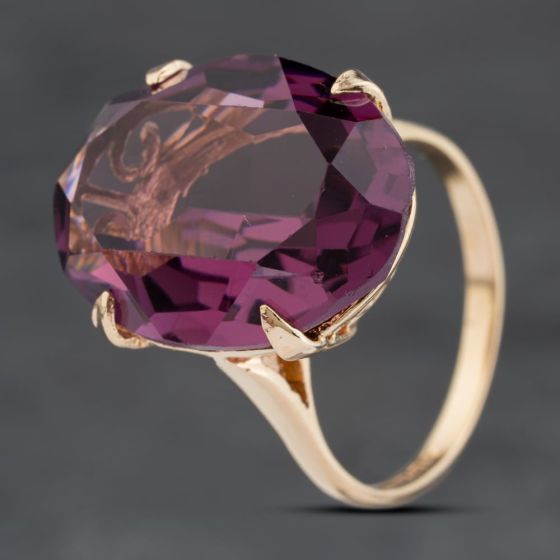 Second Hand 9ct Yellow Gold Amethyst Large Oval Dress Ring 41103984