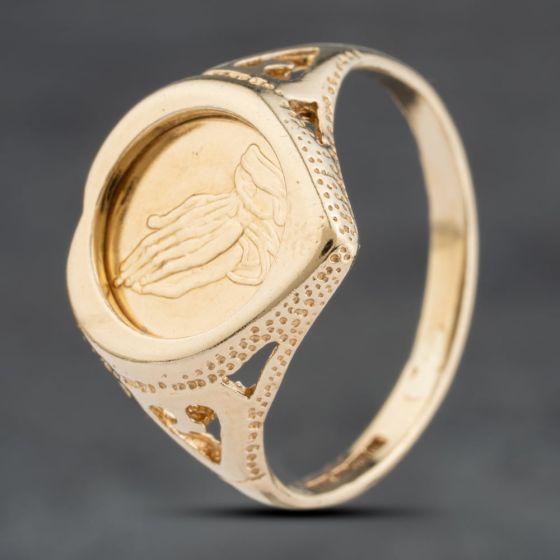 Second Hand 9ct Yellow Gold Pray Signet Ring 41103993