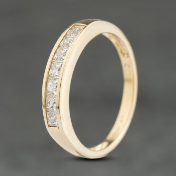Second Hand 9ct Yellow Gold Cubic Zirconia Half Eternity Ring 41104005
