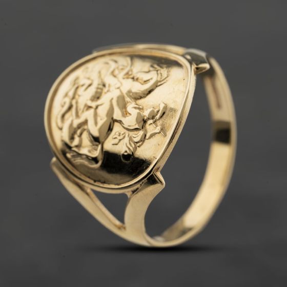 Second Hand 9ct Yellow Gold St George Coin Ring 41104013