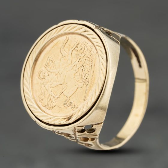 Second Hand 9ct Yellow Gold St George Coin Ring 41104014