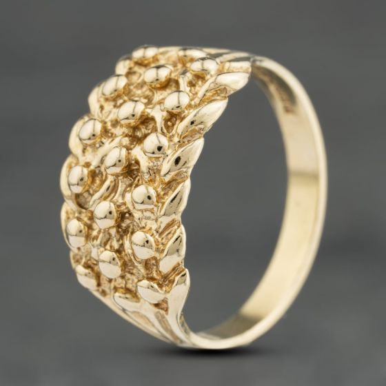 Second Hand 9ct Yellow Gold 3 Row Keeper Ring 41104015