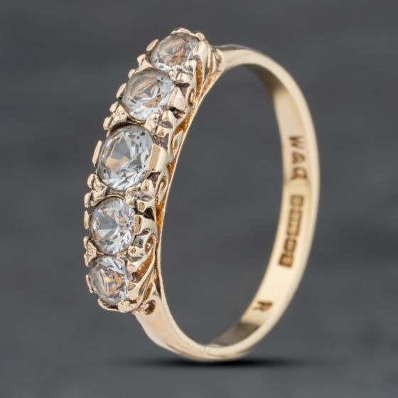 Second Hand 9ct Yellow Gold Cubic Zirconia Five Stone Ring 41104026