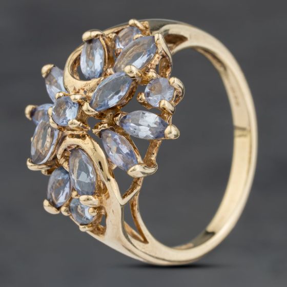 Second Hand 9ct Yellow Gold Tanzanite Cluster Ring 41104039