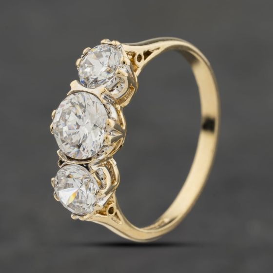 Second Hand 9ct Yellow Gold Cubic Zirconia Three Stone Ring 41104052