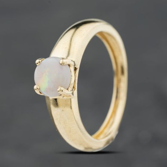 Second Hand 9ct Yellow Gold Opal Single Stone Dress Ring 41104132