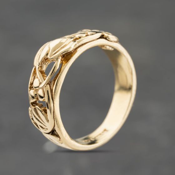 Second Hand 9ct Yellow Gold Tree Of Life Inspired Band Ring 41104152