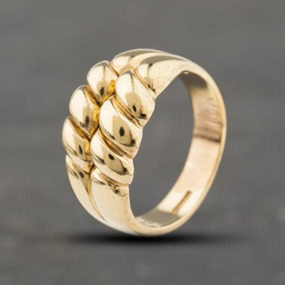 Second Hand 9ct Yellow Gold Two Row Twist Dress Ring 411002160931