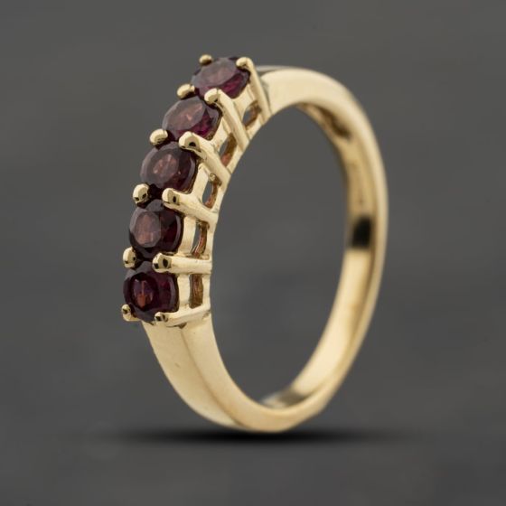 Second Hand 9ct Yellow Gold Tourmaline Five Stone Ring 41104197