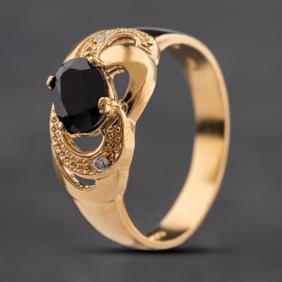 Second Hand 9ct Yellow Gold Sapphire & Cubic Zirconia Dress Ring 41104206