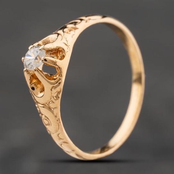 Second Hand Vintage Yellow Gold Cubic Zirconia Solitaire Ring 41104262
