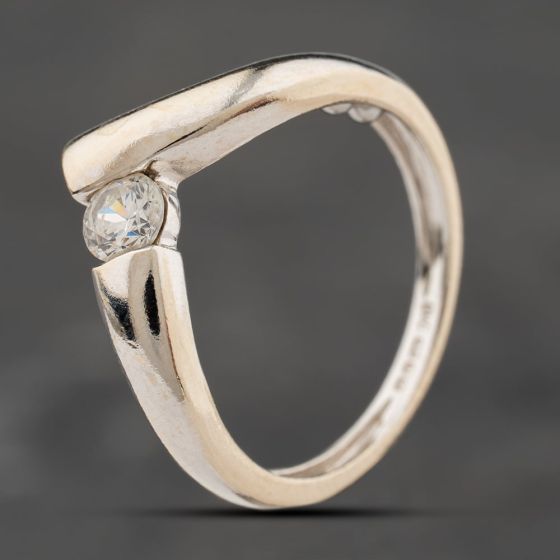Second Hand 14ct White Gold Cubic Zirconia Half Wishbone Ring 41104275