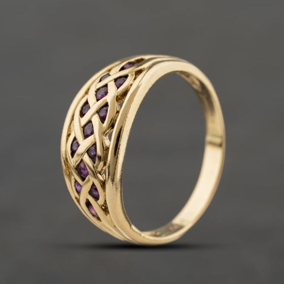 Second Hand 9ct Yellow Gold Topaz Lattice Design Dress Ring 41104343