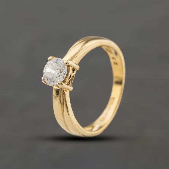 Second Hand 9ct Yellow Gold Cubic Zirconia Four Claw Solitaire Ring 41104418