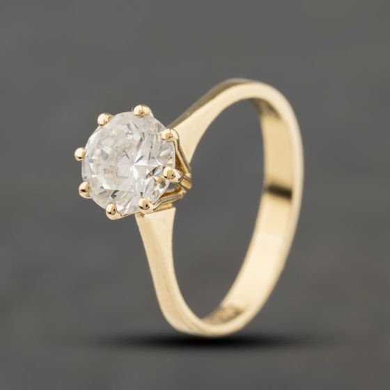 Second Hand 9ct Yellow Gold Cubic Zirconia Single Stone Dress Ring 41104469