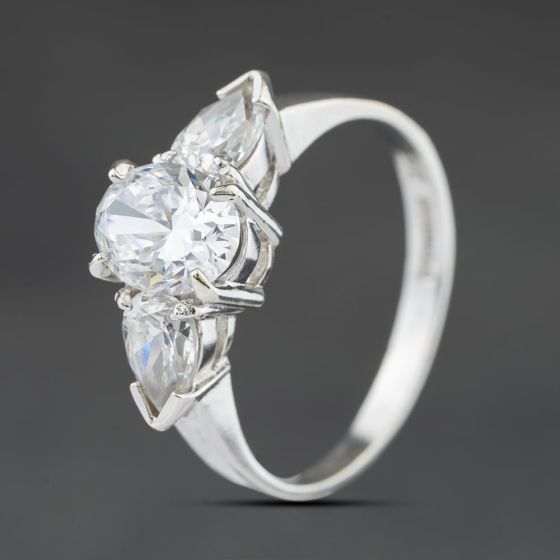 Second Hand 9ct White Gold Cubic Zirconia Three Stone Ring 41104515