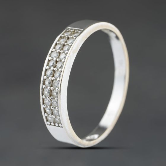 Second Hand 9ct White Gold Cubic Zirconia Two Row Half Eternity Ring 41104535