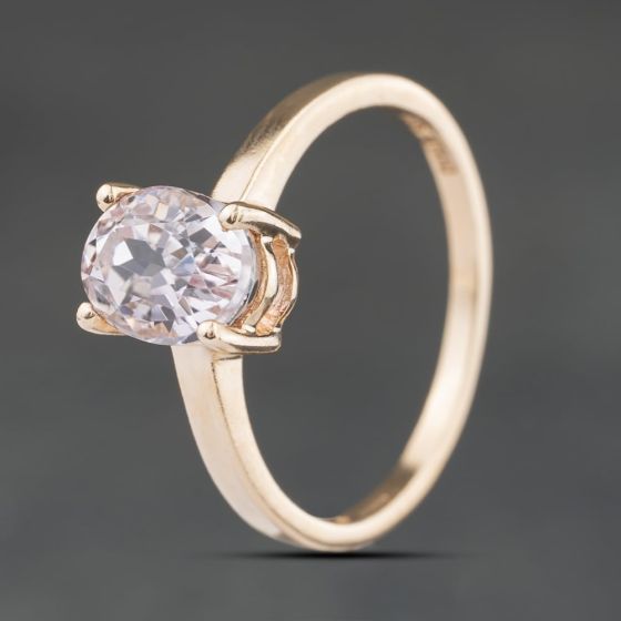 Second Hand 9ct Rose Gold Kunzite Oval Dress Ring 41104559