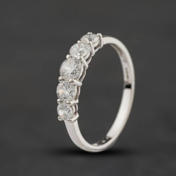 Second Hand 9ct White Gold Cubic Zirconia Five Stone Ring 41104673