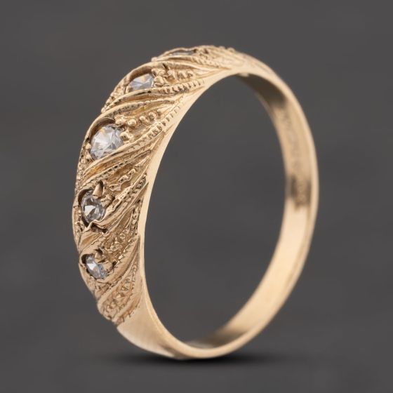 Second Hand 9ct Yellow Gold Cubic Zirconia Twist Five Stone Ring 41104803