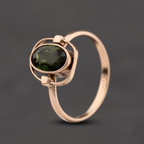 Second Hand Yellow Gold Diopside Art Deco Style Dress Ring 41104805