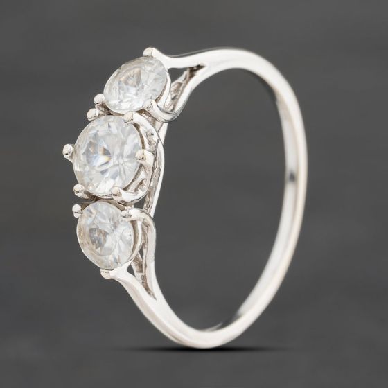 Second Hand 9ct White Gold Cubic Zirconia Three Stone Ring 41104860