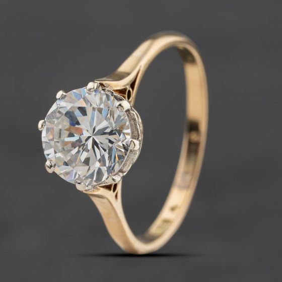 Second Hand 9ct Yellow Gold Cubic Zirconia Solitaire Ring 41104864