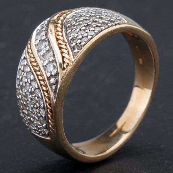Second Hand 9ct Yellow Gold Pave Set Brilliant Cut Fancy Style Ring 4112022