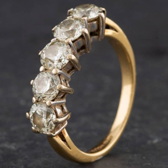 Second Hand 18ct Yellow Gold 2.00ct Brilliant Cut Diamond Five Stone Ring 4112028