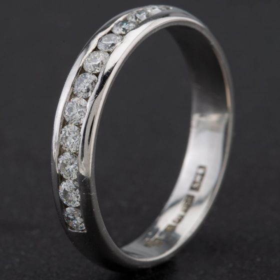 Second Hand Platinum Channel Set 11 Stone Diamond Half Eternity Ring 4112071