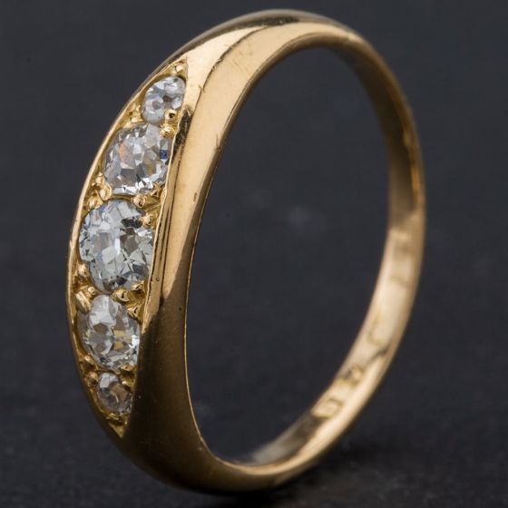 Second Hand 18ct Yellow Gold Antique Diamonds Boat Set Ring 4112075