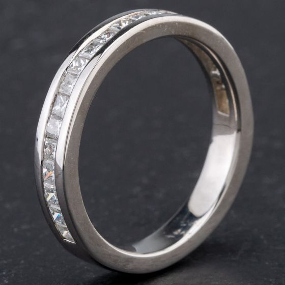 Second Hand Platinum 0.60ct Princess Cut Diamond Half Eternity Ring 4112242