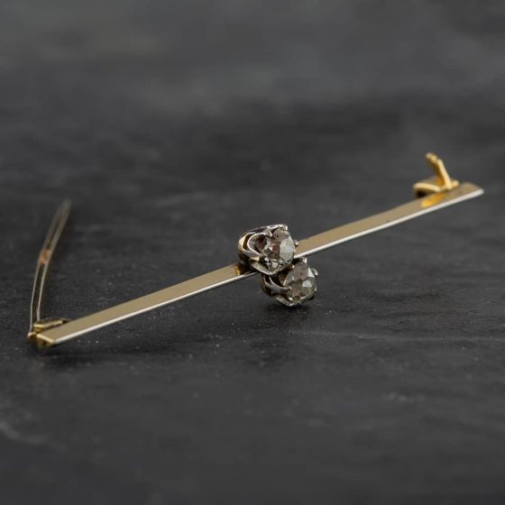 Second Hand Vintage Yellow Gold 0.40ct Old Cut Diamond Twist Brooch 4113060