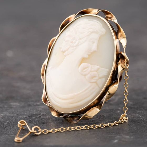 Second Hand 9ct Yellow Gold Cameo Brooch 41131008