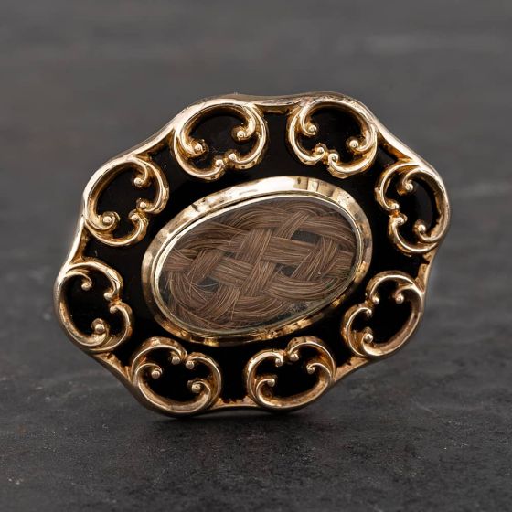 Second Hand Antique Yellow Gold Mourning Brooch 41131021