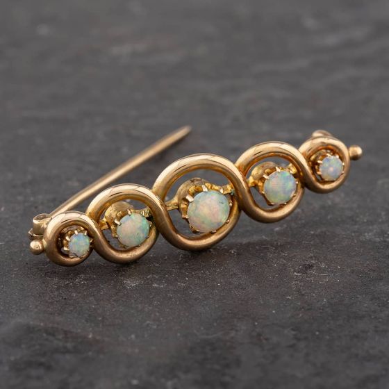 Second Hand Vintage Yellow Gold Opal Brooch 41131031