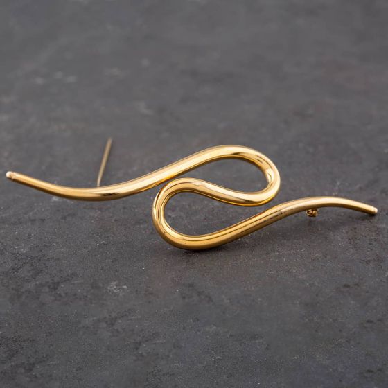 Second Hand 9ct Yellow Gold Wave Brooch 41131049