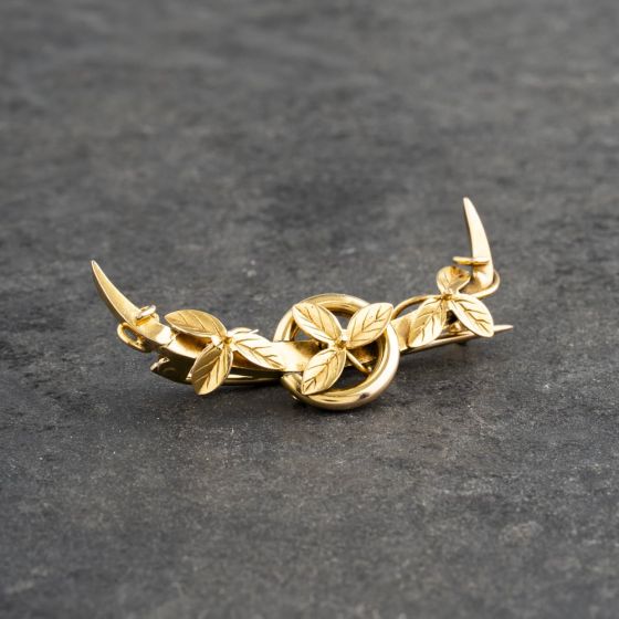 Second Hand Antique Yellow Gold Flowers Brooch 41131133