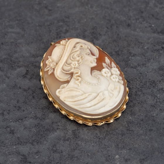Second Hand 14ct Yellow Gold Cameo Brooch 41131167