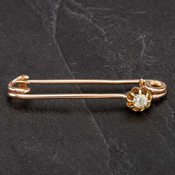 Second Hand Vintage Rose Gold Diamond Bar Brooch 4113426