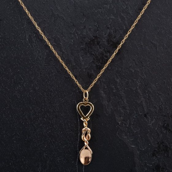 Second Hand 9ct Yellow and Rose Gold Welsh Clogau Love Spoon Pendant 4114095