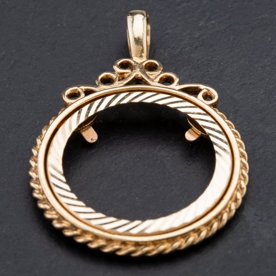 Second Hand 9ct Yellow Gold Coin Mount for Full Sovereign Coin 4114099