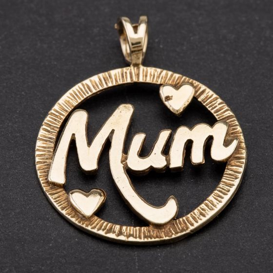 Second Hand 9ct Yellow Gold Round Open Mum Pendant 4114110