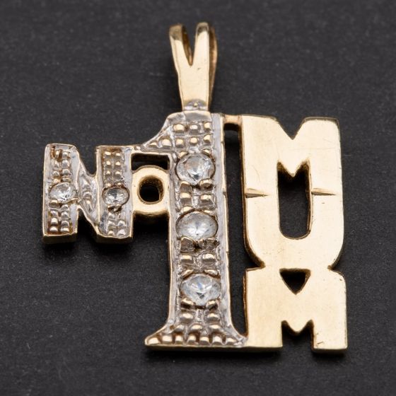 Second Hand 9ct Yellow Gold No 1 MUM Cubic Zirconia Set Pendant 4114112