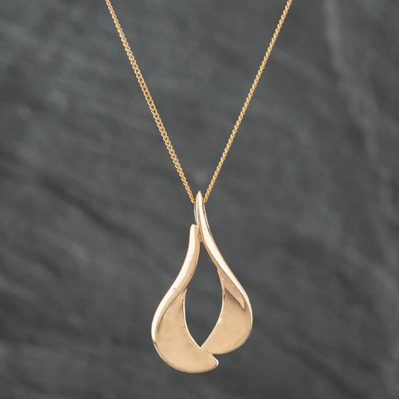 Second Hand 9ct Yellow Gold Open Sails Pendant & 18 Inch Curb Chain 41141141