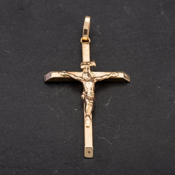 Second Hand 9ct Yellow Gold Crucifix Pendant 4114125