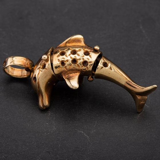 Second Hand 9ct Yellow Gold Movable Dolphin Loose Pendant 4114129